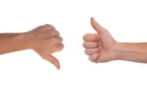 An image of a thumbs up and a thumbs down 